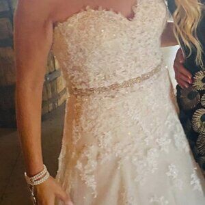 Beautiful Studded/Lace Up Strapless Wedding Dress